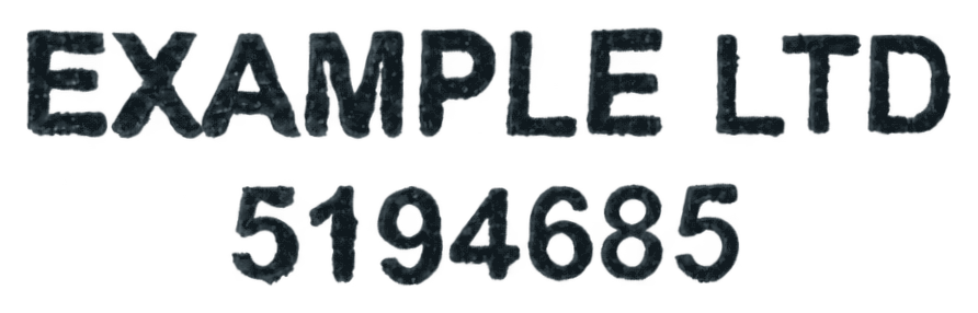 Stamp example in black ink; identical stroke shapes to the other colors in this row