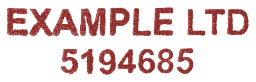 Stamp example in red ink; identical stroke shapes to the other colors in this row
