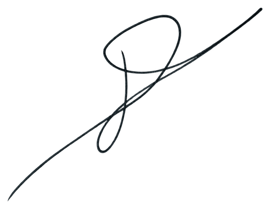 Signature variation example in black ink; identical stroke shapes to the other colors in this row