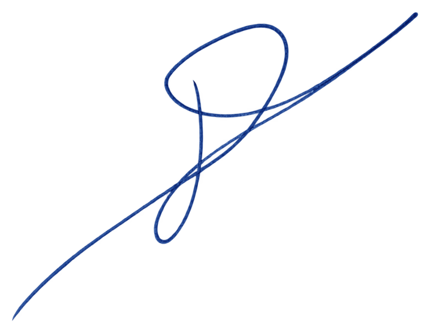 Signature variation example in blue ink; identical stroke shapes to the other colors in this row