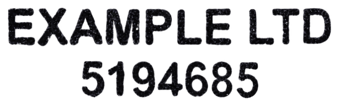 Completed stamp impression 1 from the latest studio test, shown horizontally