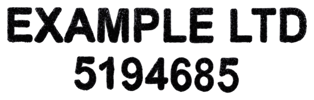 Completed stamp impression 2 from the latest studio test, shown horizontally