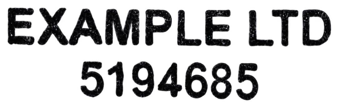 Completed stamp impression 3 from the latest studio test, shown horizontally