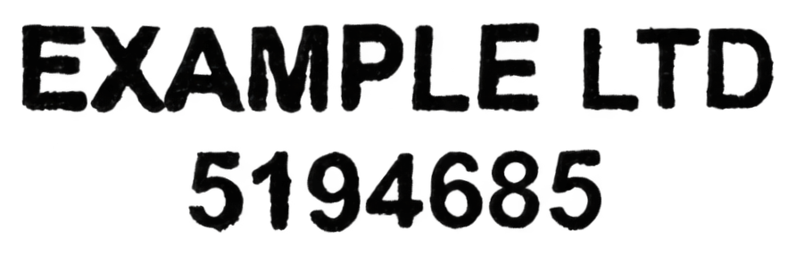 Separated stamp: signature over the EXAMPLE LTD company stamp